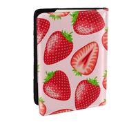 Wykjtwo Estampado de Fresa Rosa Kawaii, Funda para Pasaporte Cartera de Viaje de Cuero PU Funda para Pasaporte Fundas para Pasaporte 6,5 Pulgadas