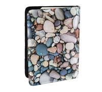 Wykjtwo Estampado de guijarros de Colores de Playa, Funda para Pasaporte Cartera de Viaje de Cuero PU Funda para Pasaporte Fundas para Pasaporte 6,5 Pulgadas