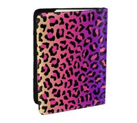 Wykjtwo Estampado de Leopardo Degradado de Color neón, Funda para Pasaporte Cartera de Viaje de Cuero PU Funda para Pasaporte Fundas para Pasaporte 6,5 Pulgadas