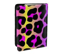 Wykjtwo Estampado de Leopardo neón, Funda para Pasaporte Cartera de Viaje de Cuero PU Funda para Pasaporte Fundas para Pasaporte 6,5 Pulgadas
