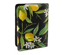 Wykjtwo Estampado De Limón Y Flores, Funda para Pasaporte Cartera de Viaje de Cuero PU Funda para Pasaporte Fundas para Pasaporte 6,5 Pulgadas