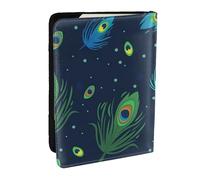 Wykjtwo Estampado de Plumas de Pavo Real., Funda para Pasaporte Cartera de Viaje de Cuero PU Funda para Pasaporte Fundas para Pasaporte 6,5 Pulgadas