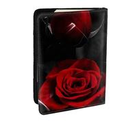 Wykjtwo Estampado de Rosa roja, Funda para Pasaporte Cartera de Viaje de Cuero PU Funda para Pasaporte Fundas para Pasaporte 6,5 Pulgadas