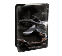 Wykjtwo Estampado de Rosas Negras góticas, Funda para Pasaporte Cartera de Viaje de Cuero PU Funda para Pasaporte Fundas para Pasaporte 6,5 Pulgadas