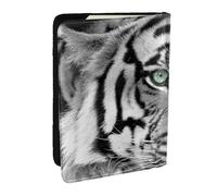Wykjtwo Estampado de Tigre Blanco y Negro, Funda para Pasaporte Cartera de Viaje de Cuero PU Funda para Pasaporte Fundas para Pasaporte 6,5 Pulgadas