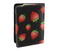 Wykjtwo Estampado Fresa Rosa Fresa, Funda para Pasaporte Cartera de Viaje de Cuero PU Funda para Pasaporte Fundas para Pasaporte 6,5 Pulgadas
