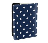 Wykjtwo Estampado Lunares Blanco Azul Marino, Funda para Pasaporte Cartera de Viaje de Cuero PU Funda para Pasaporte Fundas para Pasaporte 6,5 Pulgadas