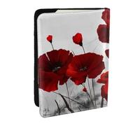 Wykjtwo Estampados de Flores de Amapola roja, Funda para Pasaporte Cartera de Viaje de Cuero PU Funda para Pasaporte Fundas para Pasaporte 6,5 Pulgadas