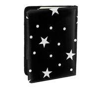 Wykjtwo Estrella y Lunares Blancos y Negros, Funda para Pasaporte Cartera de Viaje de Cuero PU Funda para Pasaporte Fundas para Pasaporte 6,5 Pulgadas