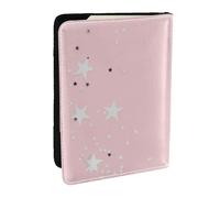 Wykjtwo Estrellas Blancas Rosadas Estampadas, Funda para Pasaporte Cartera de Viaje de Cuero PU Funda para Pasaporte Fundas para Pasaporte 6,5 Pulgadas