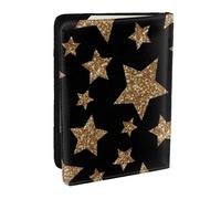 Wykjtwo Estrellas Brillantes de Oro y Bronce, Funda para Pasaporte Cartera de Viaje de Cuero PU Funda para Pasaporte Fundas para Pasaporte 6,5 Pulgadas
