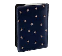 Wykjtwo Estrellas Brillantes Rosadas Azul Oscuro y Oro Rosa estrelladas, Funda para Pasaporte Cartera de Viaje de Cuero PU Funda para Pasaporte Fundas para Pasaporte 6,5 Pulgadas