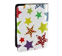 Wykjtwo Estrellas de Colores Brillantes, Funda para Pasaporte Cartera de Viaje de Cuero PU Funda para Pasaporte Fundas para Pasaporte 6,5 Pulgadas