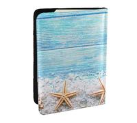 Wykjtwo Estrellas de mar sobre Sal Marina, Funda para Pasaporte Cartera de Viaje de Cuero PU Funda para Pasaporte Fundas para Pasaporte 6,5 Pulgadas