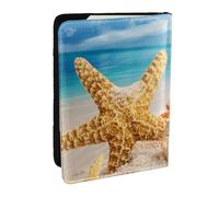Wykjtwo Estrellas de mar y Conchas en la Playa, Funda para Pasaporte Cartera de Viaje de Cuero PU Funda para Pasaporte Fundas para Pasaporte 6,5 Pulgadas