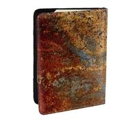 Wykjtwo Estructura de Hierro de acero Oxidado de Metal Colorido con óxido marrón, Funda para Pasaporte Cartera de Viaje de Cuero PU Funda para Pasaporte Fundas para Pasaporte 6,5 Pulgadas
