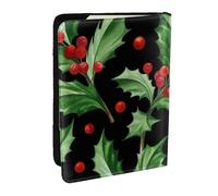 Wykjtwo feliz Navidad Acebo, Funda para Pasaporte Cartera de Viaje de Cuero PU Funda para Pasaporte Fundas para Pasaporte 6,5 Pulgadas