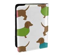 Wykjtwo Fiestas de Perros Salchicha, Funda para Pasaporte Cartera de Viaje de Cuero PU Funda para Pasaporte Fundas para Pasaporte 6,5 Pulgadas