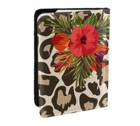 Wykjtwo Flor de Hibisco Leopardo, Funda para Pasaporte Cartera de Viaje de Cuero PU Funda para Pasaporte Fundas para Pasaporte 6,5 Pulgadas