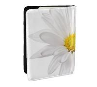Wykjtwo Flor de Margarita Blanca con corazón Amarillo Brillante, Funda para Pasaporte Cartera de Viaje de Cuero PU Funda para Pasaporte Fundas para Pasaporte 6,5 Pulgadas