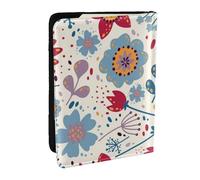 Wykjtwo Floral Azul y Rojo, Funda para Pasaporte Cartera de Viaje de Cuero PU Funda para Pasaporte Fundas para Pasaporte 6,5 Pulgadas