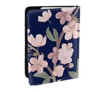 Wykjtwo Floral Flor De Cerezo Sakura Azul Marino, Funda para Pasaporte Cartera de Viaje de Cuero PU Funda para Pasaporte Fundas para Pasaporte 6,5 Pulgadas