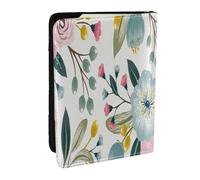 Wykjtwo Floral Flores Primavera Precioso Azul Rosa Rosa Hoja Verde Colores Dulces, Funda para Pasaporte Cartera de Viaje de Cuero PU Funda para Pasaporte Fundas para Pasaporte 6,5 Pulgadas