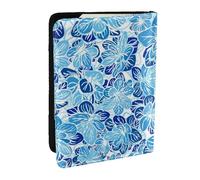 Wykjtwo Flores abstractas Azules, Funda para Pasaporte Cartera de Viaje de Cuero PU Funda para Pasaporte Fundas para Pasaporte 6,5 Pulgadas