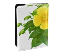 Wykjtwo Flores Amarillas en arbusto Verde, Funda para Pasaporte Cartera de Viaje de Cuero PU Funda para Pasaporte Fundas para Pasaporte 6,5 Pulgadas
