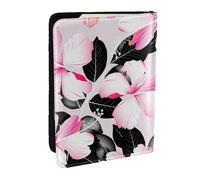 Wykjtwo Flores De Hibisco Tropical con Hojas Negras, Funda para Pasaporte Cartera de Viaje de Cuero PU Funda para Pasaporte Fundas para Pasaporte 6,5 Pulgadas