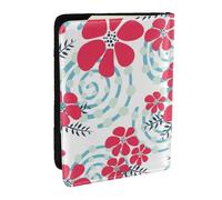 Wykjtwo Flores de Invierno Rojas y Azules, Funda para Pasaporte Cartera de Viaje de Cuero PU Funda para Pasaporte Fundas para Pasaporte 6,5 Pulgadas