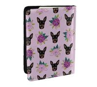 Wykjtwo Flores de Lavanda Pinscher Miniatura, Funda para Pasaporte Cartera de Viaje de Cuero PU Funda para Pasaporte Fundas para Pasaporte 6,5 Pulgadas