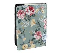 Wykjtwo Flores De Rosas sobre Fondo Verde, Funda para Pasaporte Cartera de Viaje de Cuero PU Funda para Pasaporte Fundas para Pasaporte 6,5 Pulgadas