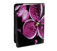 Wykjtwo Flores moradas Impresas., Funda para Pasaporte Cartera de Viaje de Cuero PU Funda para Pasaporte Fundas para Pasaporte 6,5 Pulgadas