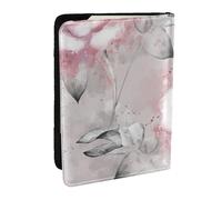 Wykjtwo Flores Rosadas Acuarela Floral Rosa Hojas Grises Splash, Funda para Pasaporte Cartera de Viaje de Cuero PU Funda para Pasaporte Fundas para Pasaporte 6,5 Pulgadas