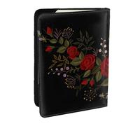 Wykjtwo Flores Rosas Occidental, Funda para Pasaporte Cartera de Viaje de Cuero PU Funda para Pasaporte Fundas para Pasaporte 6,5 Pulgadas