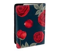 Wykjtwo Flores Rosas Rojas, Funda para Pasaporte Cartera de Viaje de Cuero PU Funda para Pasaporte Fundas para Pasaporte 6,5 Pulgadas