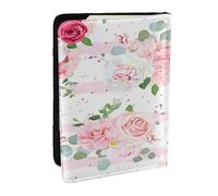 Wykjtwo Flores Rosas Rosadas, Funda para Pasaporte Cartera de Viaje de Cuero PU Funda para Pasaporte Fundas para Pasaporte 6,5 Pulgadas