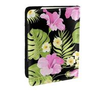 Wykjtwo Flores Rosas Tropicales y Palmeras de la Selva, Funda para Pasaporte Cartera de Viaje de Cuero PU Funda para Pasaporte Fundas para Pasaporte 6,5 Pulgadas