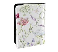Wykjtwo Flores Silvestres Florales Acuarela, Funda para Pasaporte Cartera de Viaje de Cuero PU Funda para Pasaporte Fundas para Pasaporte 6,5 Pulgadas