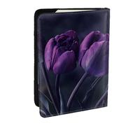 Wykjtwo Fondo De Flores De Color Púrpura, Funda para Pasaporte Cartera de Viaje de Cuero PU Funda para Pasaporte Fundas para Pasaporte 6,5 Pulgadas