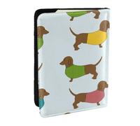Wykjtwo Fondo De Pantalla Lindo Perro Dachshund, Funda para Pasaporte Cartera de Viaje de Cuero PU Funda para Pasaporte Fundas para Pasaporte 6,5 Pulgadas