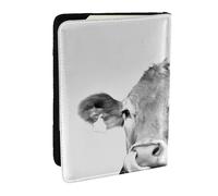 Wykjtwo Foto De Vaca En Blanco Y Negro, Funda para Pasaporte Cartera de Viaje de Cuero PU Funda para Pasaporte Fundas para Pasaporte 6,5 Pulgadas