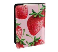 Wykjtwo Fresas con Fondo Rosa, Funda para Pasaporte Cartera de Viaje de Cuero PU Funda para Pasaporte Fundas para Pasaporte 6,5 Pulgadas