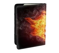Wykjtwo Fútbol Americano en Fuego, Funda para Pasaporte Cartera de Viaje de Cuero PU Funda para Pasaporte Fundas para Pasaporte 6,5 Pulgadas