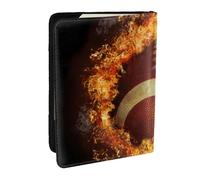 Wykjtwo Fútbol Americano llameante Impreso, Funda para Pasaporte Cartera de Viaje de Cuero PU Funda para Pasaporte Fundas para Pasaporte 6,5 Pulgadas