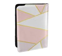Wykjtwo Geométrico Rosa Gris, Funda para Pasaporte Cartera de Viaje de Cuero PU Funda para Pasaporte Fundas para Pasaporte 6,5 Pulgadas