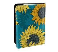 Wykjtwo Girasoles Amarillos sobre Fondo Azul, Funda para Pasaporte Cartera de Viaje de Cuero PU Funda para Pasaporte Fundas para Pasaporte 6,5 Pulgadas