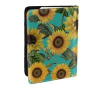 Wykjtwo Girasoles Vintage en Verde Azulado, Funda para Pasaporte Cartera de Viaje de Cuero PU Funda para Pasaporte Fundas para Pasaporte 6,5 Pulgadas