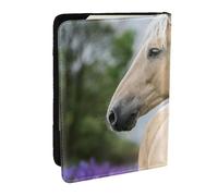 Wykjtwo Hermosa Lavanda De Caballo Palomino, Funda para Pasaporte Cartera de Viaje de Cuero PU Funda para Pasaporte Fundas para Pasaporte 6,5 Pulgadas